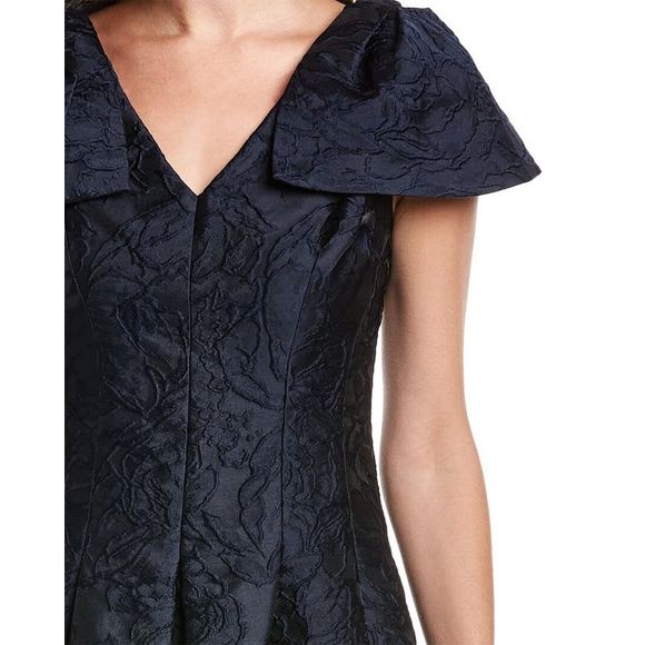 Teri Jon By Rickie Freeman Womens Jacquard Midi Dress, Blue - Picture 3 of 10